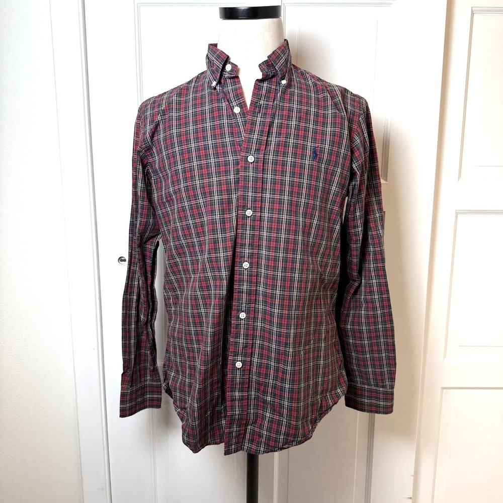 VTG Ralph Lauren Shirt Mens Medium Plaid Button Down Custom Fit Classic Shirt